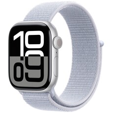 Apple Watch Series 10 (GPS 46mm) Silver Aluminium Case with Blue Cloud Sport Loop (MWWN3QA/A)