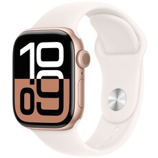 Apple Watch Series 10 (GPS 46mm) Rose Gold Aluminium Case with Light Blush Sport Band - S/M (MWWT3QA/A)