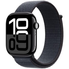 Apple Watch Series 10 (GPS 46mm) Jet Black Aluminium Case with Ink Sport Loop - S/M (MWWR3QA/A)