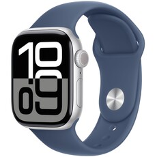 Apple Watch Series 10 (GPS 46mm) Silver Aluminium Case with Denim Sport Band - M/L (MWWM3QA/A)