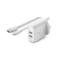Belkin BoostCharge Dual USB-A Wall Charger 24W + USB-A to USB-C Cable