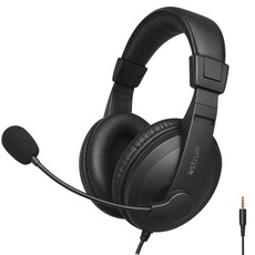 Astrum HS220 Over-Ear Wired Stereo Headset with Rotating Mic - Black (A12022-B)