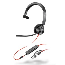 Poly Blackwire 3315 Monaural USB-C Headset +3.5mm Plug +USB-C/A Adapter (8X217AA)