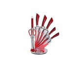 Royalty Line 7-Piece Stainless Steel Knife Set With Rotating Stand - Burgundy