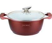 Royalty Line 28cm Ceramic Coating Shallow Pot - Burgundy