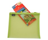 Bantex Green A5 Mesh Bag with 12 Coloured Pencils