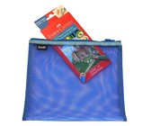 Bantex Green A5 Mesh Bag with 12 Coloured Pencils