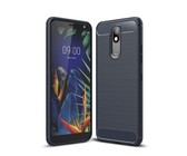 Carbon Fibre Silicone Gel Case Cover For LG K40 Navy