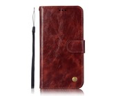 Vintage Faux Leather Flip Case for LG Q7 Brown