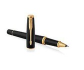 Parker: IM Premium Warm Silver Gold Trim Fountain Pen - Medium Nib (Blue Ink)