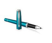 Parker: IM Premium Warm Silver Gold Trim Fountain Pen - Medium Nib (Blue Ink)