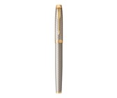 Parker: IM Premium Warm Silver Gold Trim Fountain Pen - Medium Nib (Blue Ink)