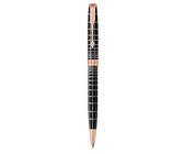 Parker: Sonnet Chiselled Silver Pink Gold Trim Ball Pen - Medium Nib (Black Ink)