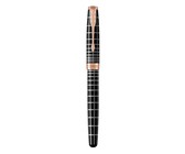 Parker: Sonnet Chiselled Silver Pink Gold Trim Ball Pen - Medium Nib (Black Ink)