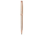 Parker: Sonnet Chiselled Silver Pink Gold Trim Ball Pen - Medium Nib (Black Ink)