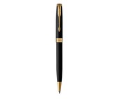 Parker: Sonnet Stainless Steel Gold Trim Fountain Pen - Medium Nib (Black Ink)