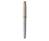 Parker: Sonnet Stainless Steel Gold Trim Fountain Pen - Medium Nib (Black Ink)