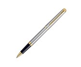 Parker: IM Premium Warm Silver Gold Trim Fountain Pen - Medium Nib (Blue Ink)