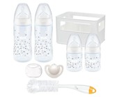 NUK FC+ Temperature Control 4 Bottle Crate StarterPackSTD-Sil Teat-Tulip