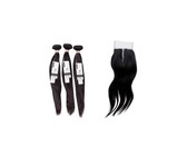 BLKT Free Closure Package 12 inches x3 Bundles Brazilian Weaves and Closure