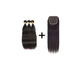 Brazillian 16'' Virgin Straight Hair 1B Natural 3 Bundle Pack