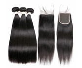 Natural/French Curl Brazilian Hair 26 Inches 3Bundles + 18 Inches Closure