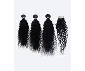 BLKT Peruvian 16 Jerry Curl Human Hair Free Closure Value Package"