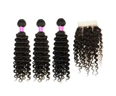 Wendy Queen Straight Hair 3 bundles with a 4x4 three part closure-22"844377"