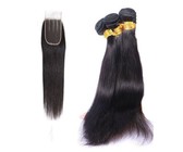 Wendy Queen Straight Hair 3 bundles with a 4x4 three part closure-22"844377"