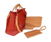 Leather & Shweshwe Sling Bag - Orange & Brown