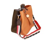 Leather & Shweshwe Sling Bag - Orange & Brown