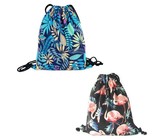 Draw String Bag - Jungle Blue & Flamingo (Set of 2)