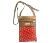 Leather & Shweshwe Sling Bag - Orange & Brown