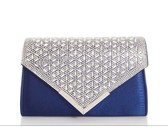 Quiz Ladies Navy Jewel Cluster Envelope Bag - Navy