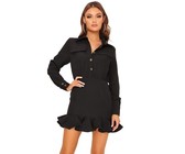 Quiz Ladies Wrap Puff Sleeve Dress - Navy