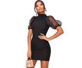 I Saw it First - Ladies Black Ribbed Wrap Front Belted Midi Dress