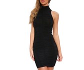 I Saw it First - Ladies Black Ribbed Wrap Front Belted Midi Dress