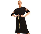 I Saw it First - Ladies Black Ribbed Wrap Front Belted Midi Dress