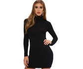 I Saw it First - Ladies Black Ribbed Wrap Front Belted Midi Dress