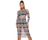 I Saw it First - Ladies Black Ribbed Wrap Front Belted Midi Dress