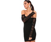 I Saw it First - Ladies Black Ribbed Wrap Front Belted Midi Dress