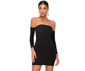 I Saw it First - Ladies Black Off The Shoulder Bodycon Dress