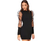 I Saw it First - Ladies Black Ribbed Wrap Front Belted Midi Dress