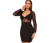 I Saw it First - Ladies Black Ribbed Wrap Front Belted Midi Dress