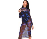 I Saw it First - Ladies Nude Zebra Printed Mesh T Shirt Dress