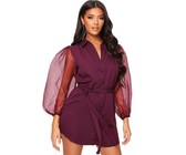 I Saw it First - Ladies Red High Neck Batwing Mini Dress