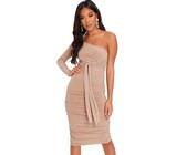 I Saw it First - Ladies Black Tie Waist Frill Detail Dress