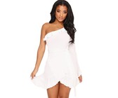 I Saw it First - Ladies White Satin Ruched Side Tie Strap Bodycon Dress