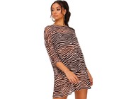 I Saw it First - Ladies Nude Zebra Printed Mesh T Shirt Dress