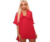 I Saw it First - Ladies Red Ruffle Sleeve Smock Dress